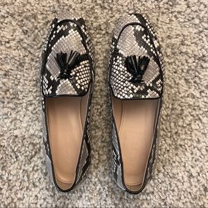J. Crew Charlie Tassel Loafers Snakeskin NEW Sz 6